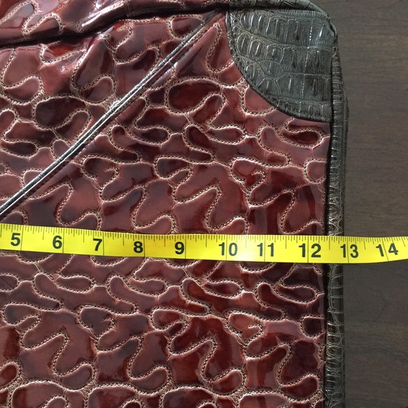 MICHE Women’s Bag Outer Shell Large Shiny Glossy Red Caramel Brown - Picture 12 of 13